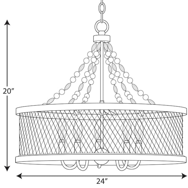 Austelle Collection Five-Light Galvanized Chandelier